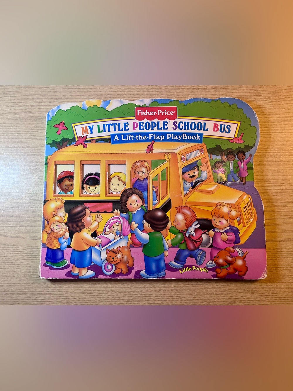 Fisher-Price My Little People School Bus Lift-the-Flap PlayBook - Vintage